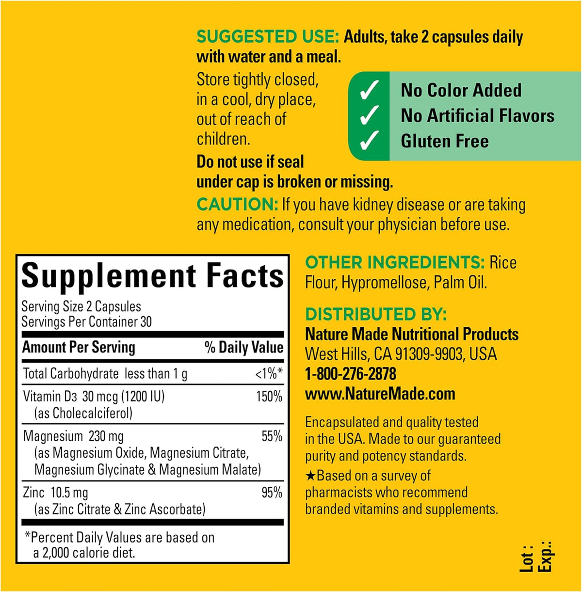 Nature Made Magnesium Complex Supplement with Vitamin D & Zinc, 60 Capsules