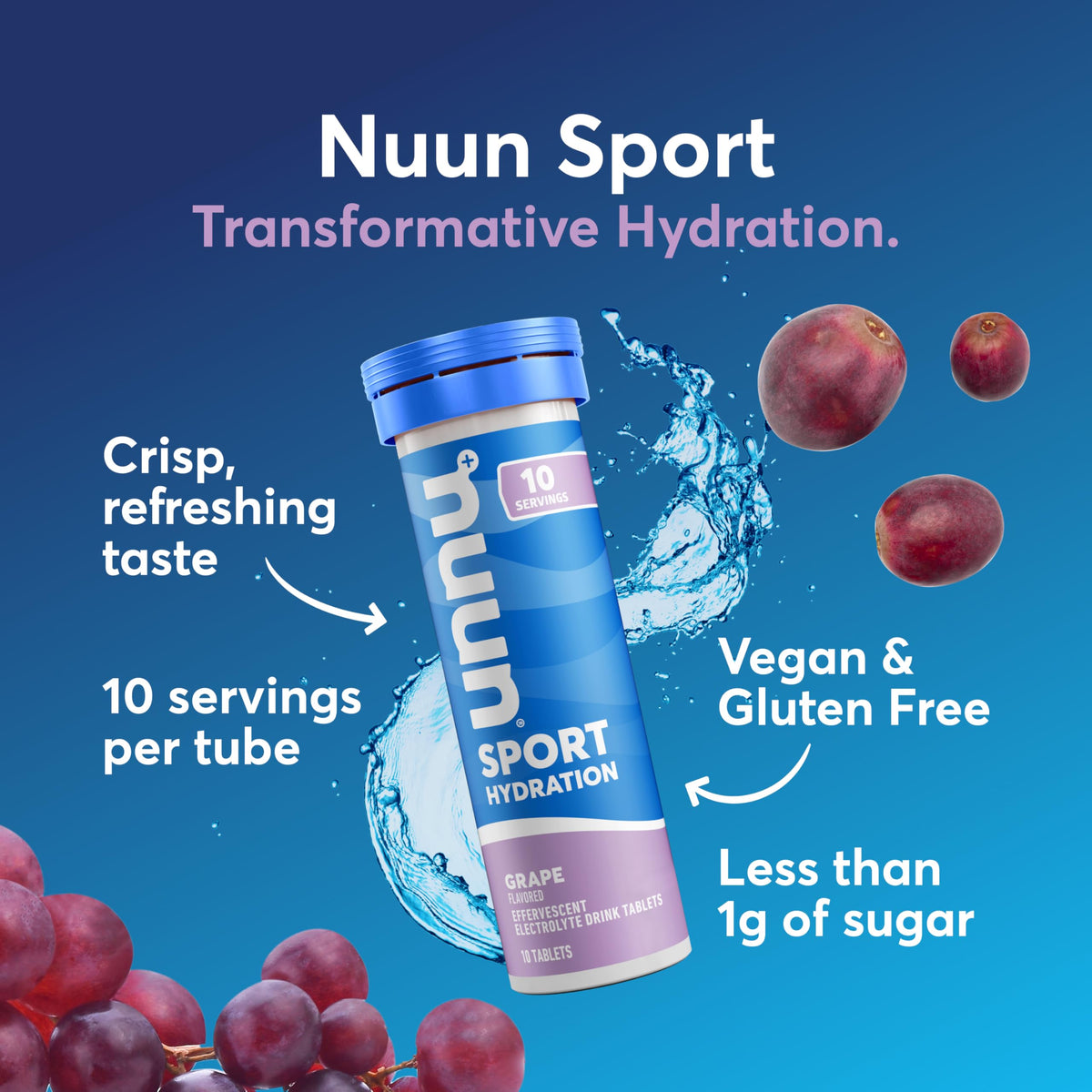 Nuun Sport Electrolyte Tablets with Magnesium, Calcium, Potassium, Chloride & Sodium, Gluten Free & Vegan, Mixed Flavors, 6 Pack (60 Servings Total)