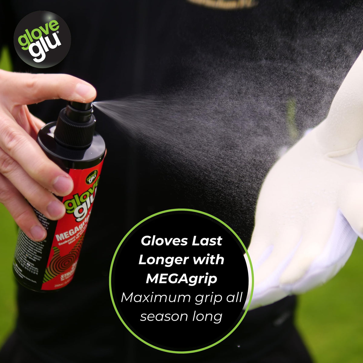 Gloveglu MEGAgrip Goalkeeper Glove Grip Spray | Advanced Goalkeeper Glove Palm Grip Reviver | Improved Catching & Better Ball Handling