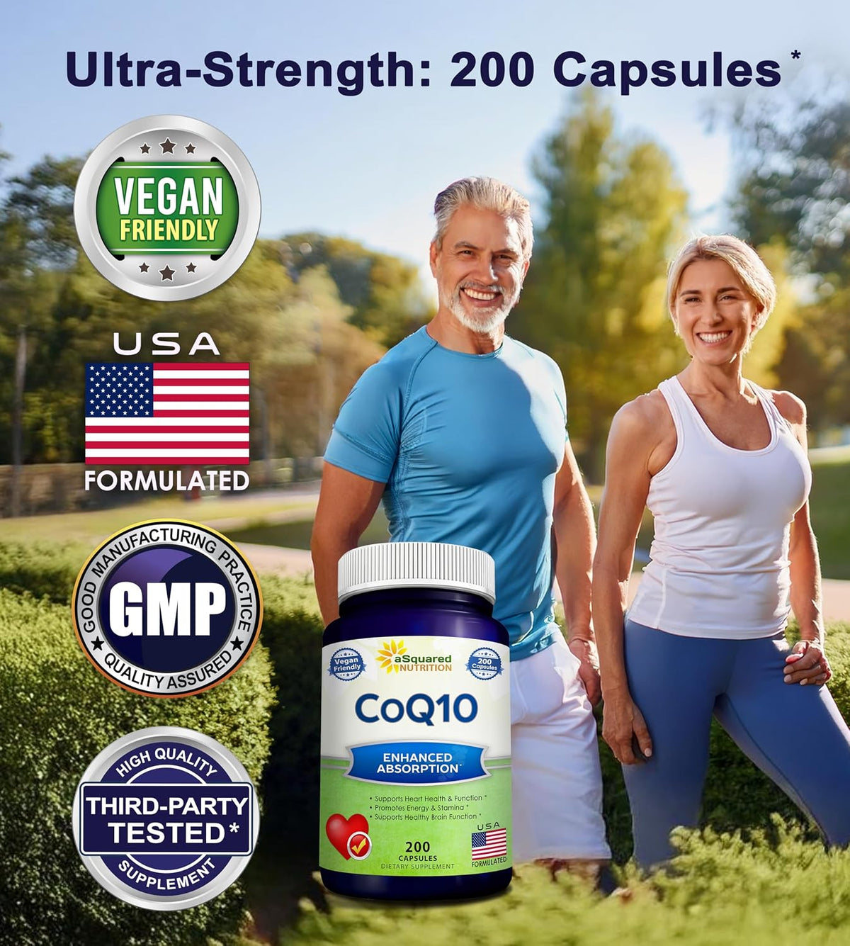 CoQ10 400mg - 200 Capsules - Co Q 10 Supplement - Coenzyme Q10 Pills - CQ10