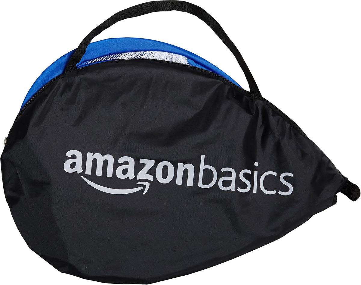 Amazon Basics Portable Pop Up Soccer Goal Set for Kids, Training Equipment, Outdoor Sports Games, Backyard Soccer, Blue, 2-Pack