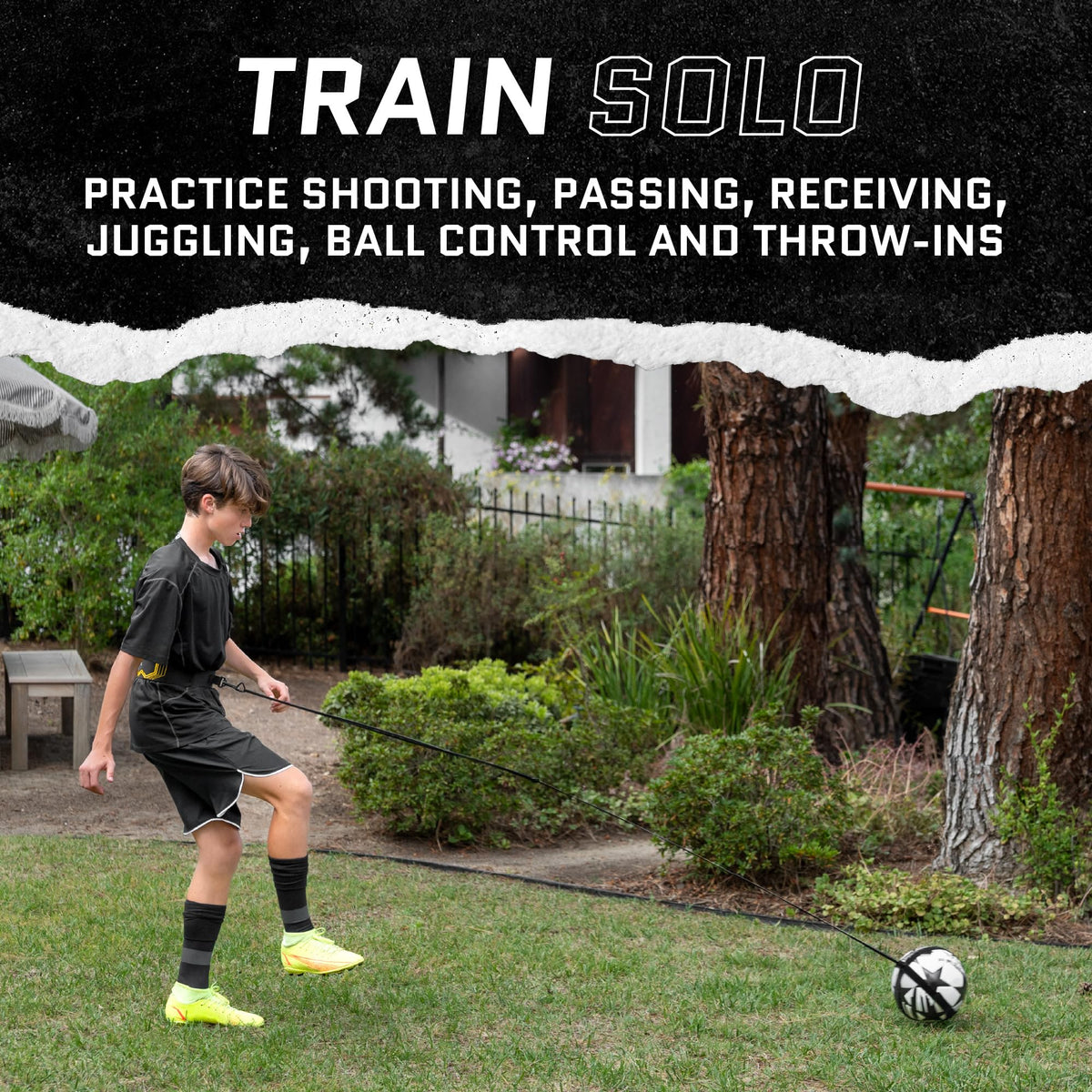 SKLZ Star-Kick Solo Soccer Trainer | Hands-Free Kicking and Passing Practice | Adjustable Cord and Waistband | Multiple Ball Sizes | Youth Players |Perfect for Enhancing Ball Control Skills