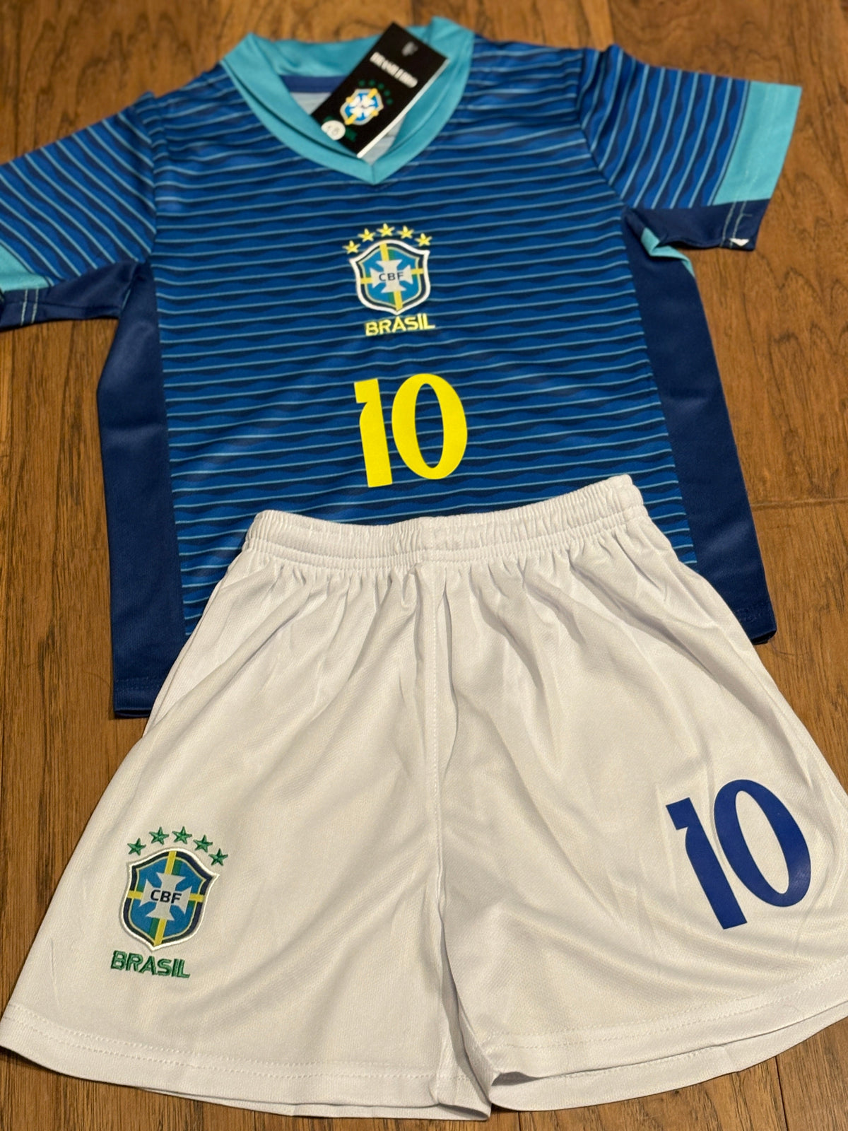 Neymar Jr Blue Brazil Kids Jersey Set - Youth & Toddler