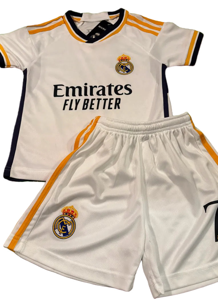 Vini Jr White Gold Real Madrid Youth Jersey | Kids Sizes