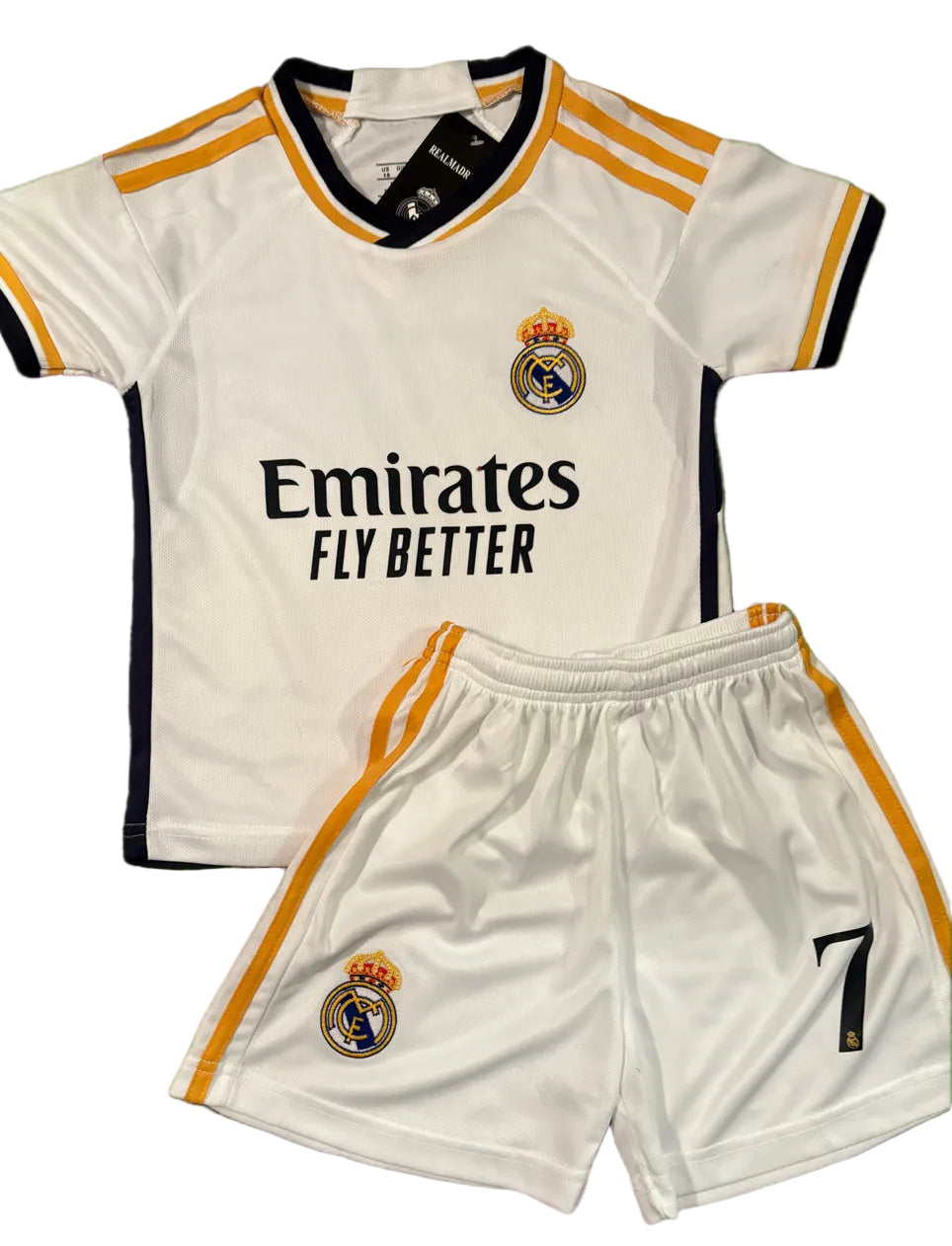 Vini Jr White Gold Real Madrid Youth Jersey | Kids Sizes
