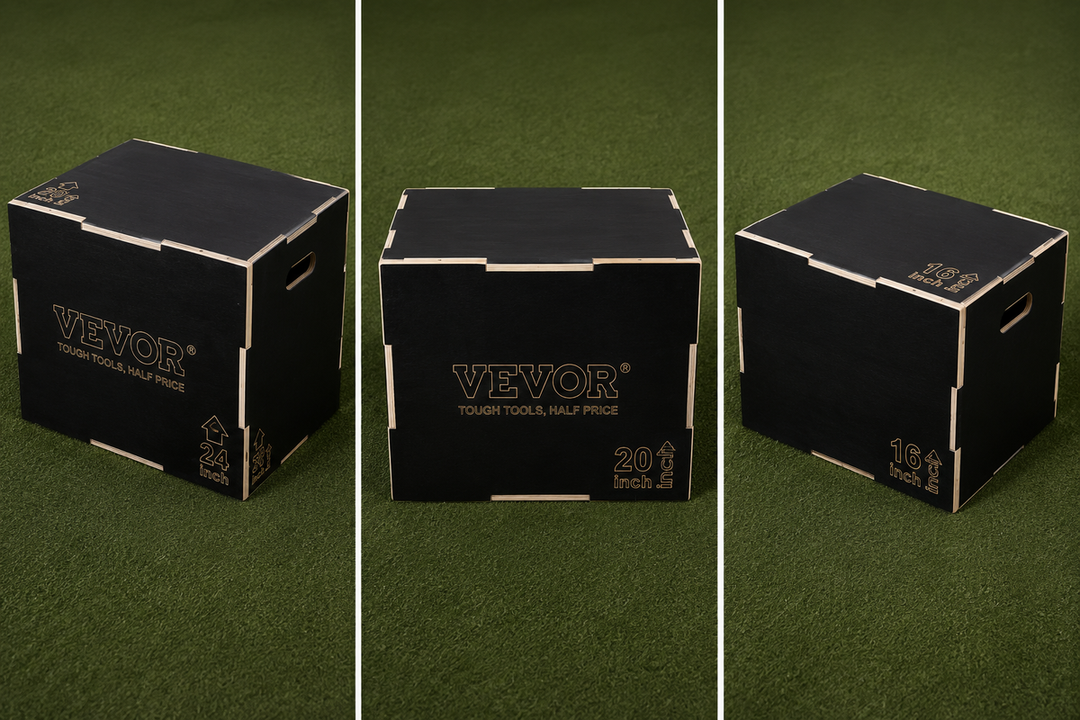 3 in 1 Plyometric Jump Box - Wooden, 24/20/16 Inch