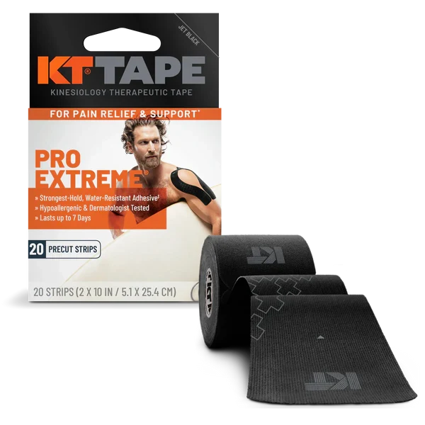 KT Tape Pro Extreme Kinesiology Tape - Black, Case of 8