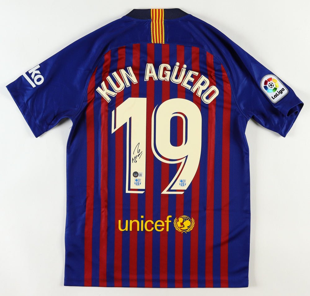 Signed Kun Aguero Barcelona Jersey | Beckett BAS COA