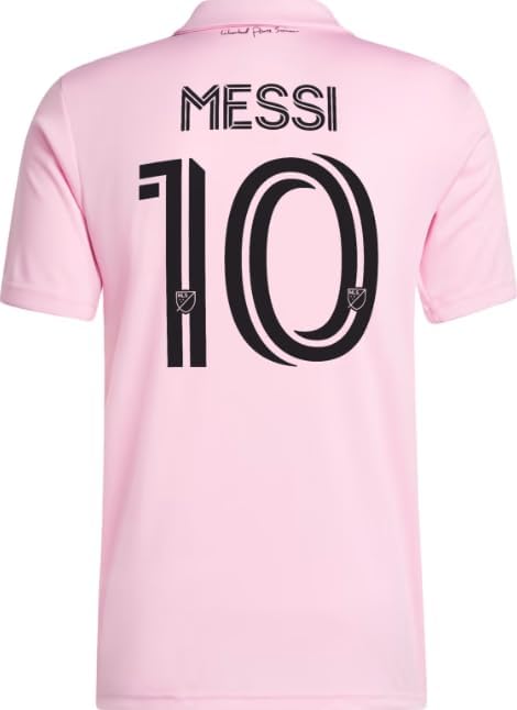 adidas Men's Soccer Messi #10 Inter Miami CF 22/23 Home Jersey - Proudly Represent with Pink Home Kit,100% Recycled Materials (US, Alpha, Medium, Regular, Regular)