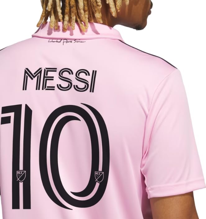 adidas Men's Soccer Messi #10 Inter Miami CF 22/23 Home Jersey - Proudly Represent with Pink Home Kit,100% Recycled Materials (US, Alpha, Medium, Regular, Regular)