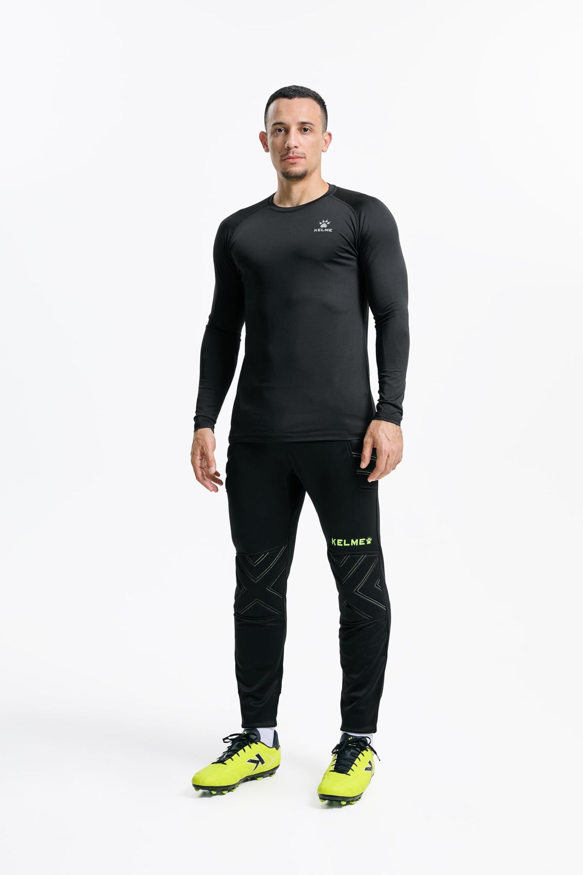 KELME Men's Soccer Goalkeeper Padded Sport Pants Knee Protection