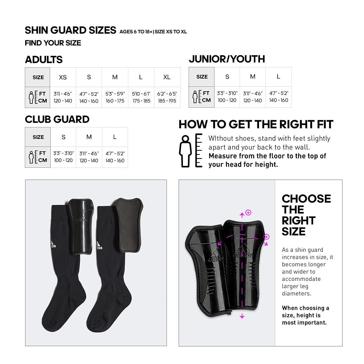 adidas Kids’ Performance Youth Sock Shin Guards