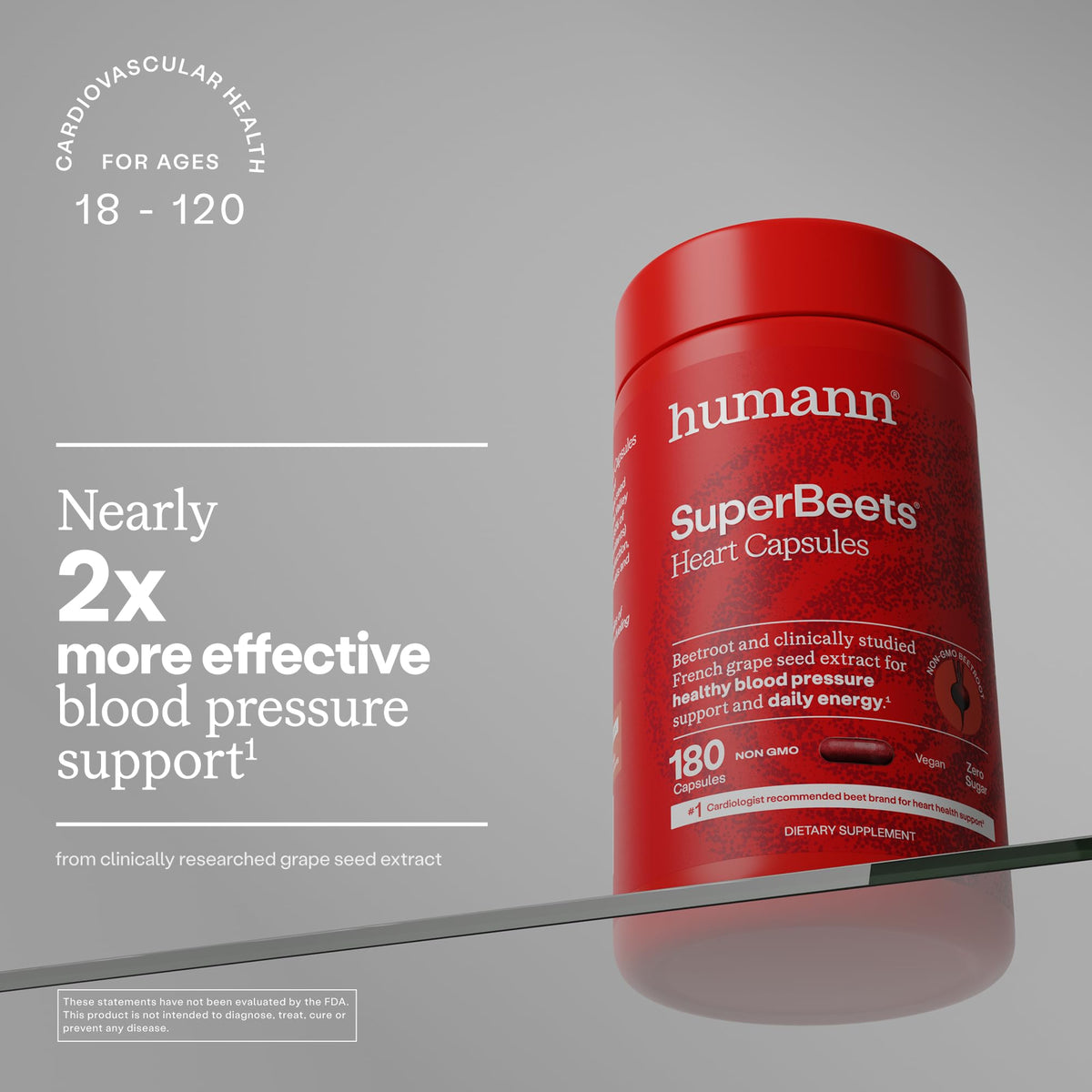 HumanN SuperBeets Beet Root Capsules Quick Release 1000mg, 90 Ct
