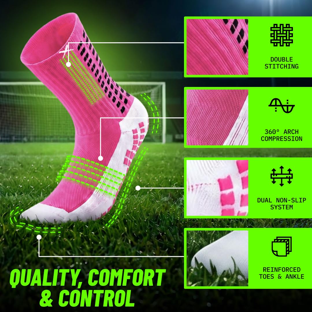 Lux Dual Grip Soccer Socks for Men & Women - DualGrip Engineered for Performance & Comfort - Anti-Slip Grip Socks for Soccer