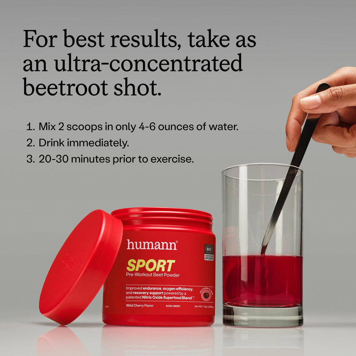 HumanN SuperBeets Sport Endurance Beet Root Powder, Wild Cherry, 20 Serv
