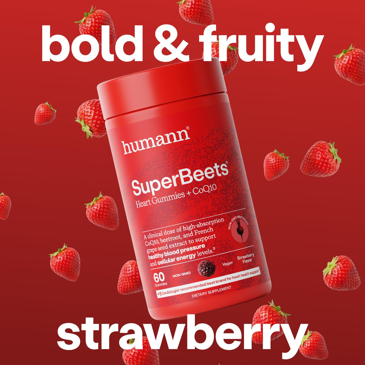 HumanN SuperBeets 5-in-1 Heart Gummies + 3X Absorption 150mg CoQ10, 60 Ct