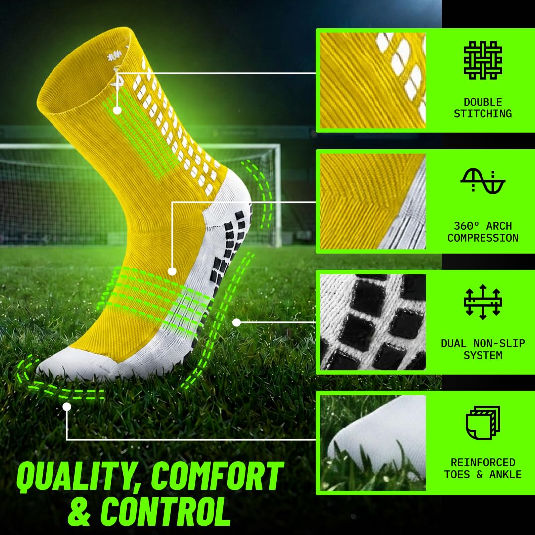Lux Dual Grip Soccer Socks for Men & Women - DualGrip Engineered for Performance & Comfort - Anti-Slip Grip Socks for Soccer