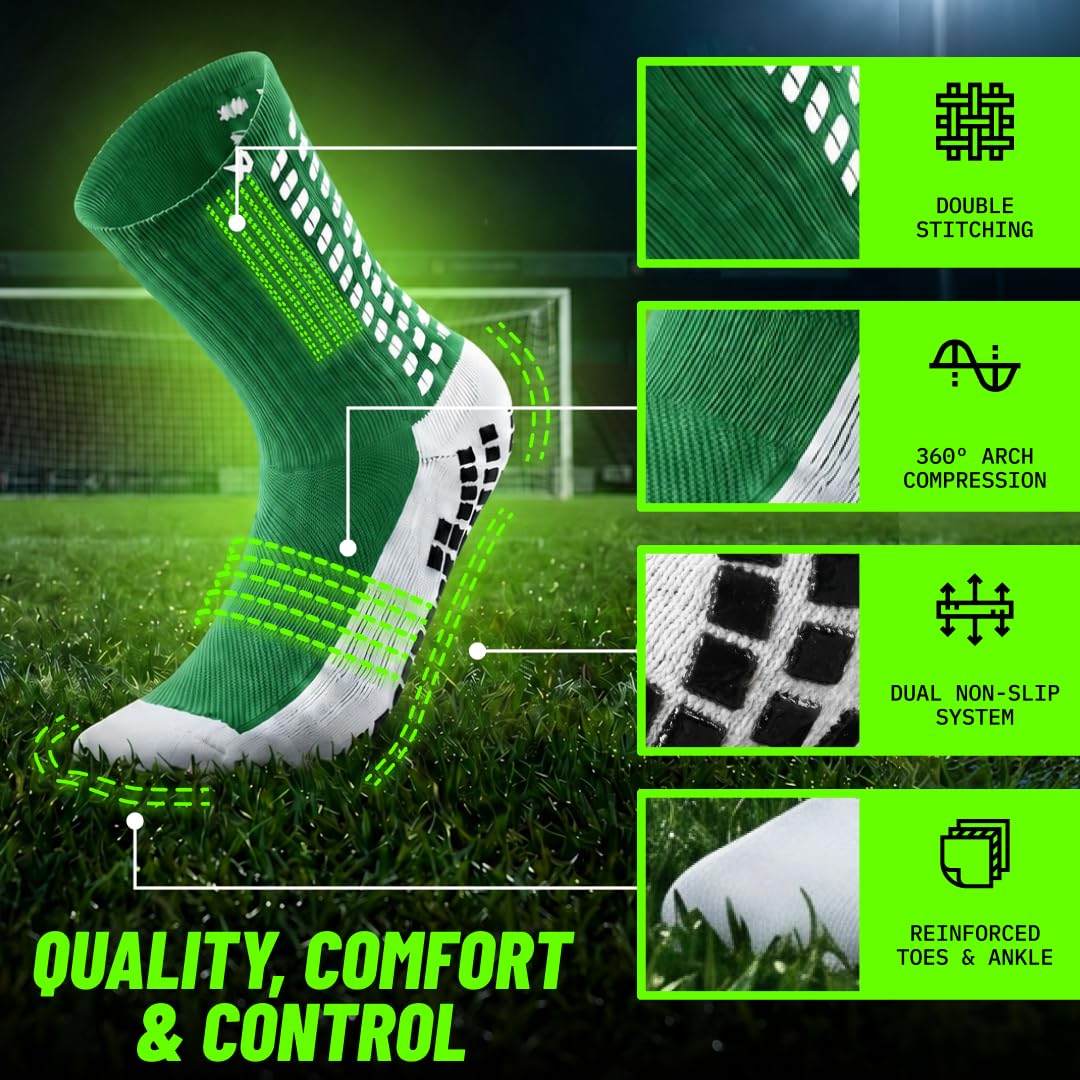 Lux Dual Grip Soccer Socks for Men & Women - DualGrip Engineered for Performance & Comfort - Anti-Slip Grip Socks for Soccer