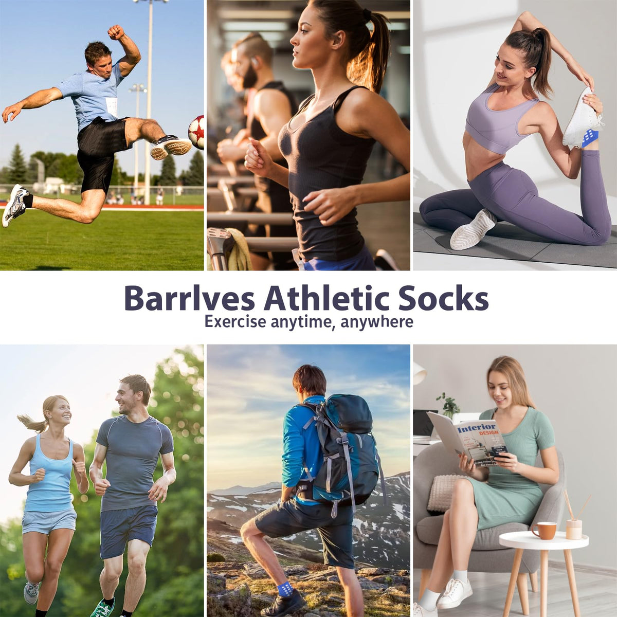 Barrlves Soccer Grip Socks Football Basketball Yoga Socks for Men Women
