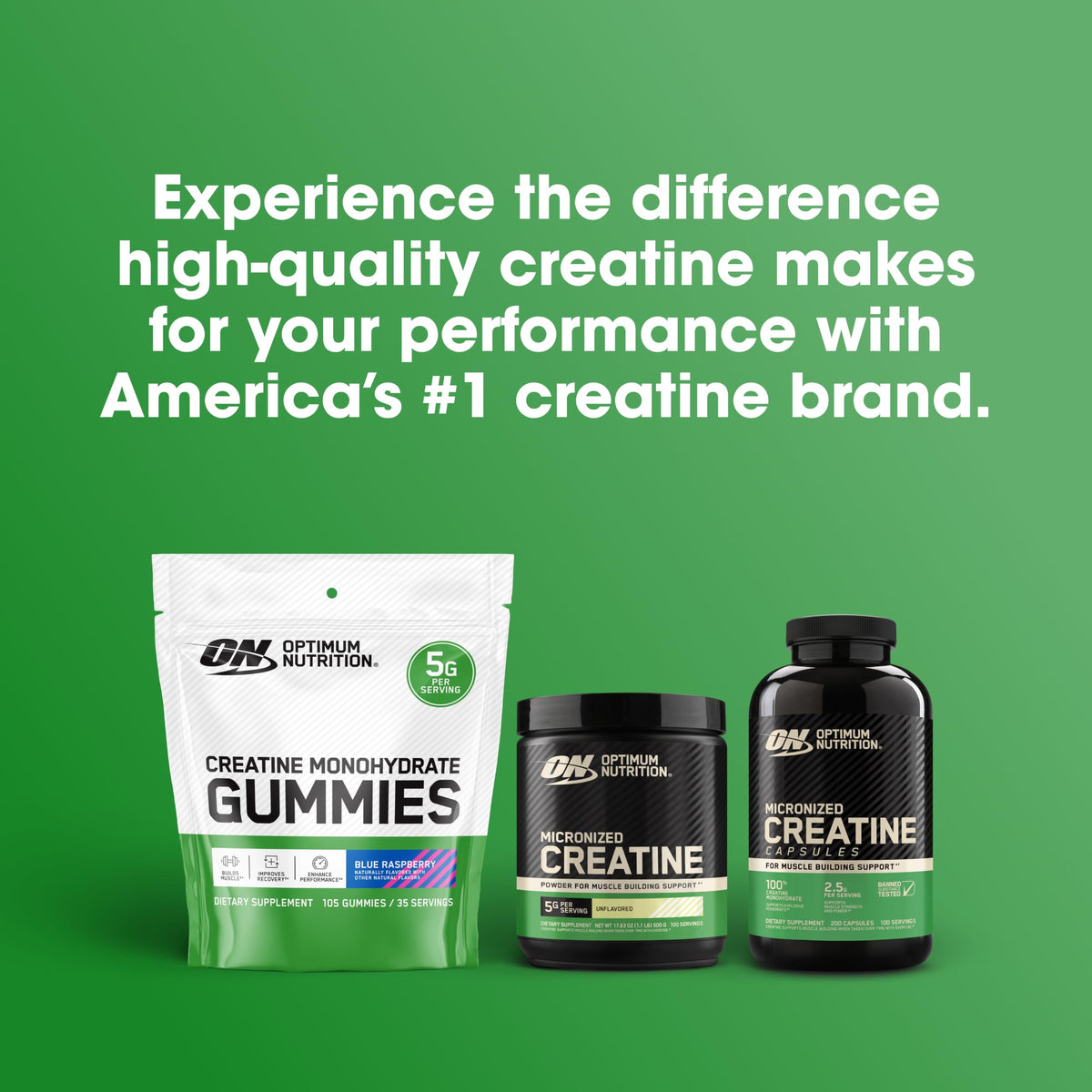 Optimum Nutrition Creatine Monohydrate Powder, Unflavored, 1.32 LB