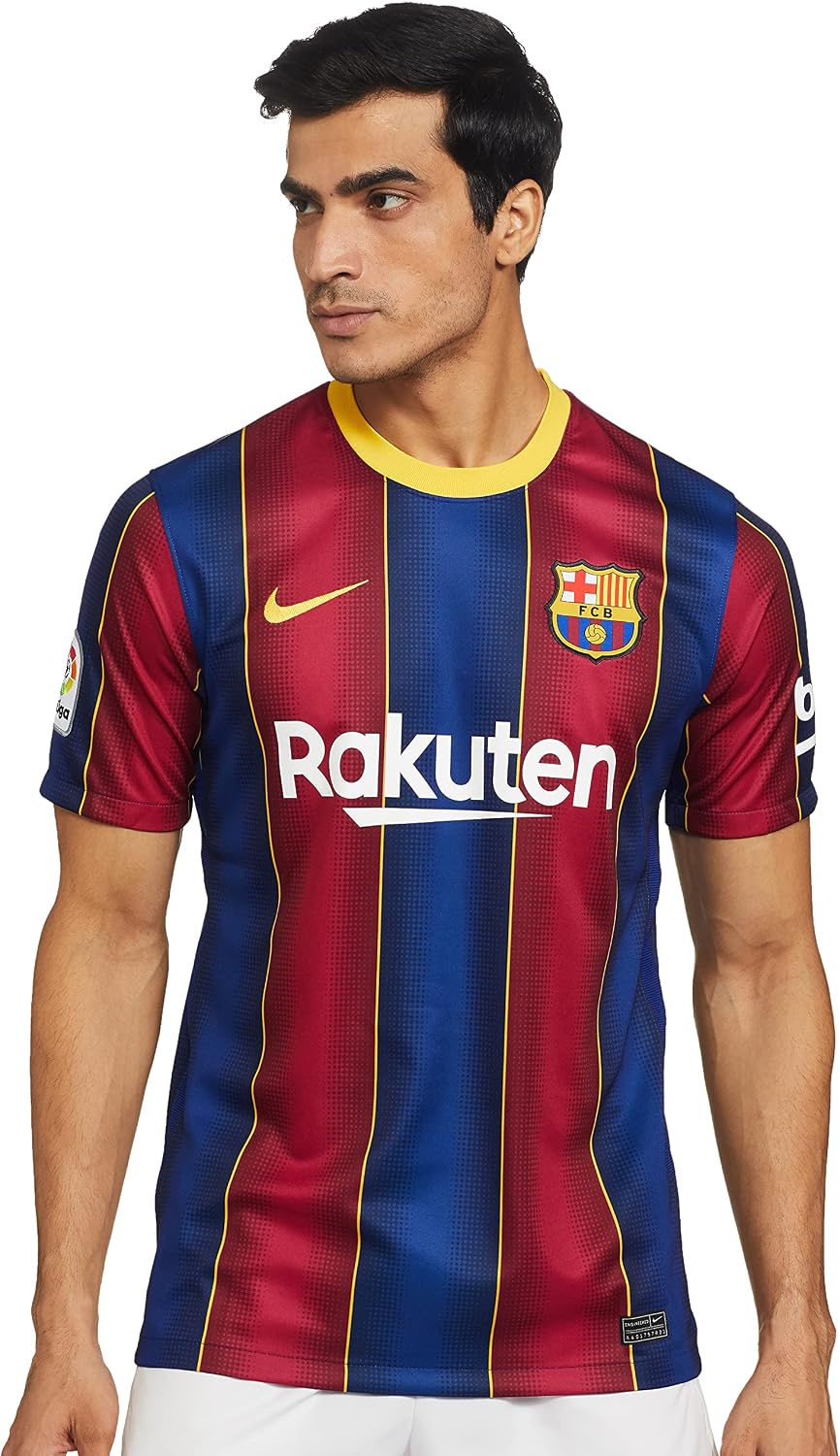 Nike mens Barcelona Home Jersey 20-21 Coat, Red Blue, Medium