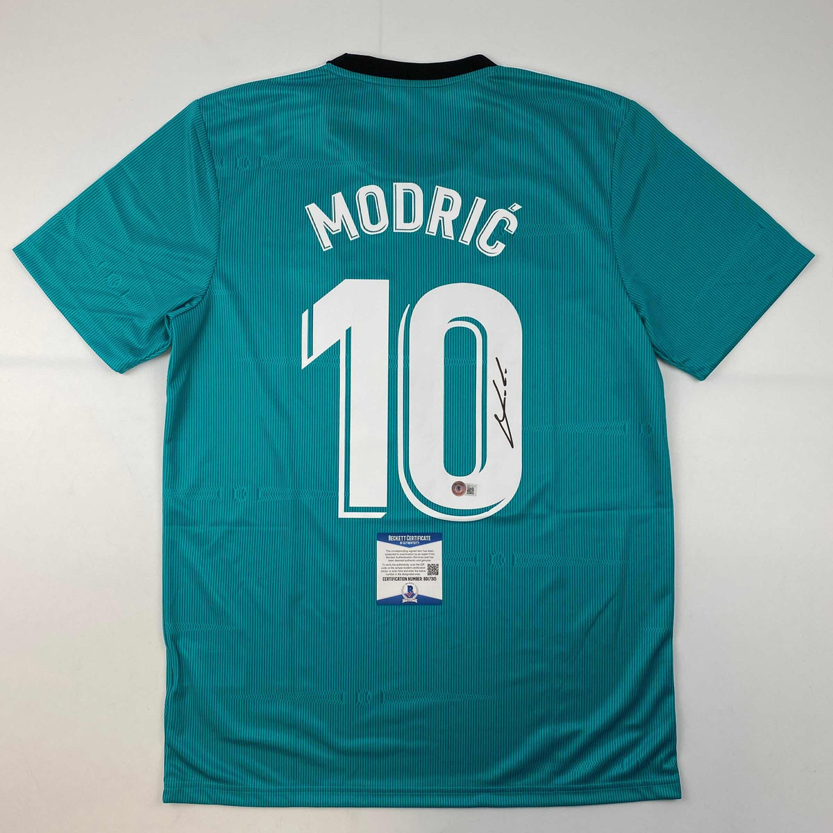 Signed Luka Modric Teal Jersey | Real Madrid BAS COA